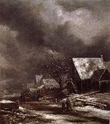 Jacob van Ruisdael Village in Winter Germany oil painting artist
